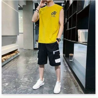 Bộ đồ thể thao nam quần lửng áo ba lỗ mặc đi chơi OTF cực ngầu, quần short kaki túi hộp nam