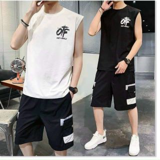 Bộ đồ thể thao nam quần lửng áo ba lỗ mặc đi chơi OTF cực ngầu, quần short kaki túi hộp nam