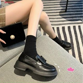 Giày lười nữ màu đen đính nơ đẹp