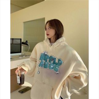 Áo Hoodie Nữ In Chữ Nổi HRPLD Form Rộng Nam nữ mặc