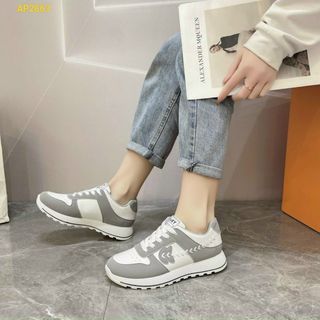 Giày thể thao nữ chất da mềm phối 2 màu xinh
