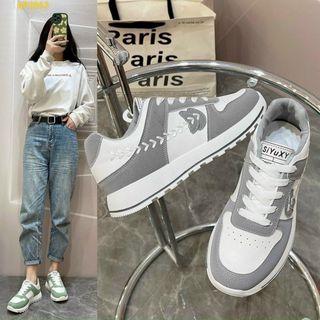 Giày thể thao nữ chất da mềm phối 2 màu xinh