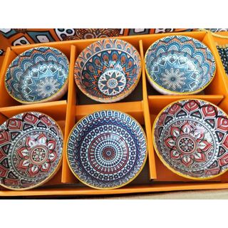 BỘ 6 CHÉN SỨ THỔ CẨM KÈM ĐŨA