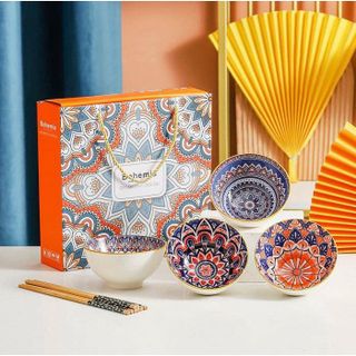 BỘ 6 CHÉN SỨ THỔ CẨM KÈM ĐŨA