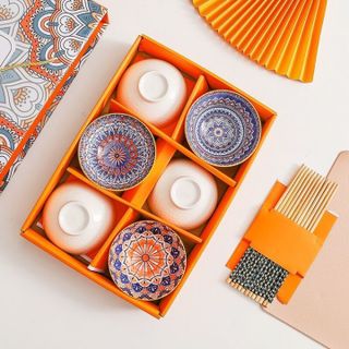 BỘ 6 CHÉN SỨ THỔ CẨM KÈM ĐŨA