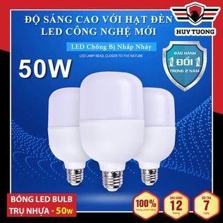 Bóng đèn Led Bulb siêu sáng, Bóng led bulb trụ nhựa ánh sáng trắng (5W-10W-15W-20W-30W-40W-50W) cao cấp - Huy Tưởng