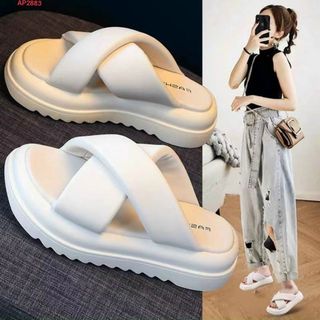 Dép nữ quai chéo đế bánh mỳ êm chân