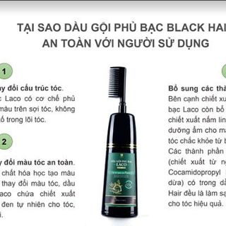 Dầu Gội Phủ Bạc Laco Black Hair 200ml - Giúp Tóc Đen Tự Nhiên Sau 9 Phút Tại Nhà