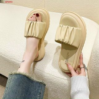 Dép nữ chất da quai ngang nhún đẹp