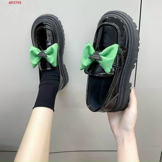Giày lười nữ chất da mềm đính nơ đẹp