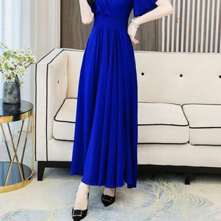 ĐẦM MAXI CỔ XẾP LI XANH BÍCH - DT1728