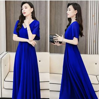 ĐẦM MAXI CỔ XẾP LI XANH BÍCH - DT1728