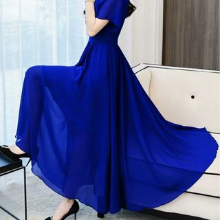 ĐẦM MAXI CỔ XẾP LI XANH BÍCH - DT1728