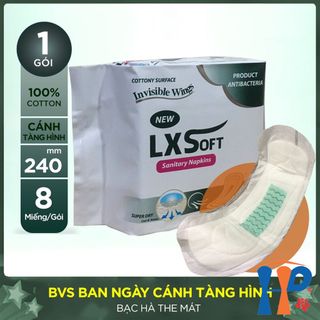 Băng vệ sinh ban ngày cánh ẩn Bạc Hà Mát Lạnh LXSoft Fresh Ice Cool Cottony Day Invisible Wings Surface Sanitary Napkins 8M (thoáng khí, siêu thấm hút) Hani Peni