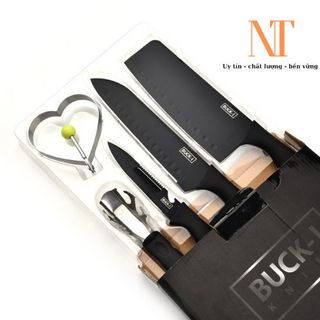 Bộ dao 5 món Nhật Bản Buck I, thép hợp kim chống rỉ, tiện lợi
