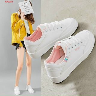 Giày thể thao nữ chất da mềm màu trắng đẹp AP22