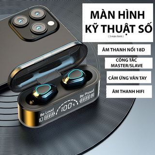 Tai nghe bluetooth V5.2 F11 cao cấp, cảm ứng, hỗ trợ đàm thoại, nghe nhạc, siêu nhỏ, màn hình led, pin trâu giá sỉ