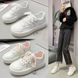 giày thể thao nữ màu trắng đế thấp êm chân