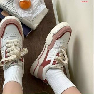 Giày thể thao nữ da mềm phối 2 màu đẹp