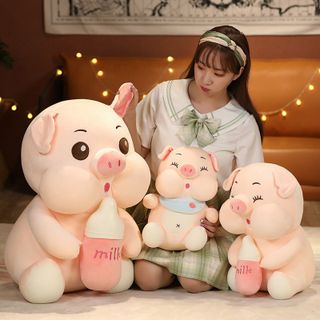 Heo bông ôm bình sữa 45cm