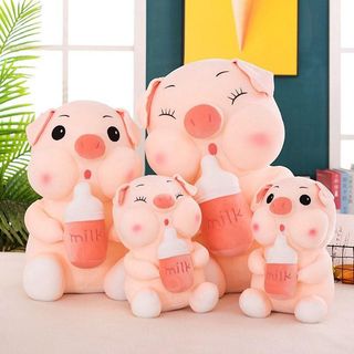Heo bông ôm bình sữa 45cm