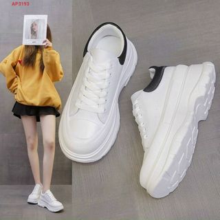 Giày thể thao nữ độn đế màu trắng viền gót đẹp