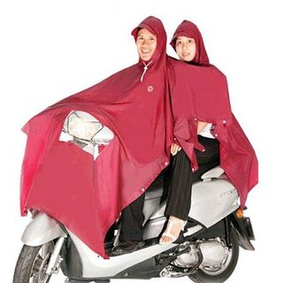 Áo mưa 2 đầu vải dù có kính đèn xe
