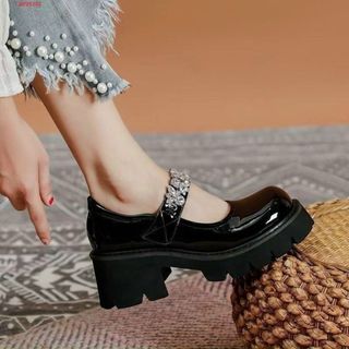 Giày nữ cao gót vuông phối quai ngang đính đá đẹp