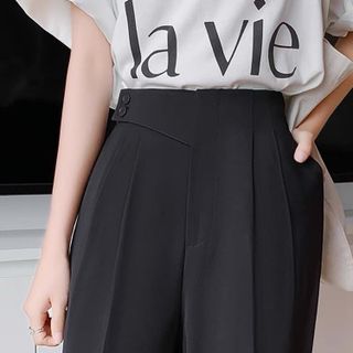 Quần baggy 2 khuy lệch chun