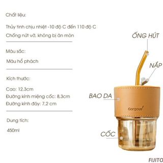 Cốc thủy tinh hổ phách GorGous bọc da 450ml