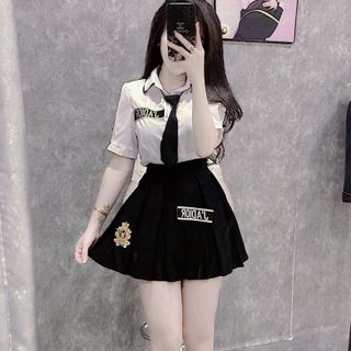 SET BỘ ÁO SƠ MI CHÂN VÁY XẾP LY KÈM KARAVAT NHUYS10 - NHƯ Ý BOUTIQUE giá sỉ