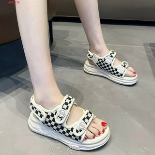 Sandal nữ 2 quai ngang kẻ caro đẹp giá sỉ