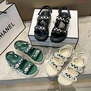 Sandal nữ 2 quai ngang kẻ caro đẹp