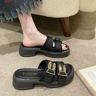 Dép nữ 2 quai ngang đính khóa thỏ đẹp