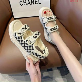 Sandal nữ 2 quai ngang kẻ caro đẹp AP30 giá sỉ