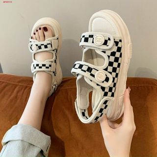 Sandal nữ 2 quai ngang kẻ caro đẹp AP30