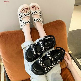 Sandal nữ 2 quai ngang kẻ caro đẹp AP30