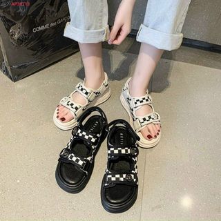 Sandal nữ 2 quai ngang kẻ caro đẹp AP30