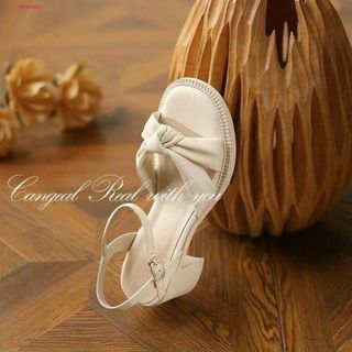 Sandal nữ gót vuông quai xoắn nơ đẹp