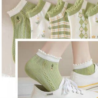 Set 5 đôi tất vớ xanh hàng đẹp hot hit sẵn sll