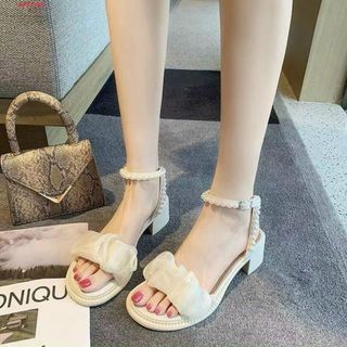 Sandal nữ quai ngang ren quai đính ngọc đẹp A27