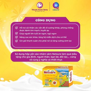 Hộp 6 hũ yến sào Netsure bổ dưỡng phục hồi sức khỏe (15% yến) lọ 70ml - Thanh Xuân Baby