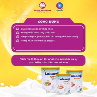 Sữa bột Lukamil Grow IQ vị hạt chia Mỹ phát triển chiều cao và trí não 900g - Thanh Xuân Baby