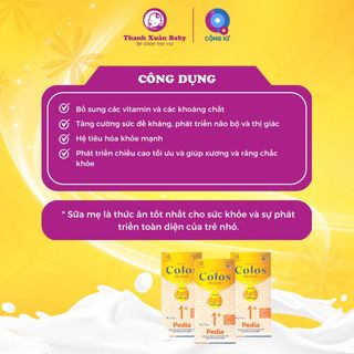 Sữa non Hadu Colos Mom Pedia 1+ bổ sung dưỡng chất giúp trẻ ăn ngon miệng hộp 12 gói - Thanh Xuân Baby