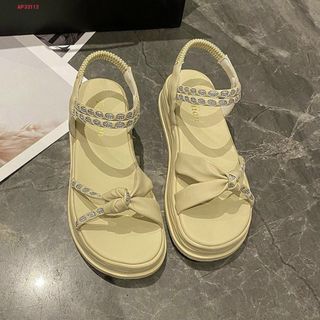 Sandal nữ quai nơ xoắn đính đá xinh xắn