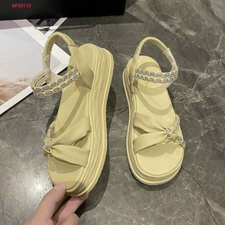 Sandal nữ quai nơ xoắn đính đá xinh xắn
