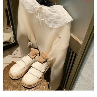 Giày nữ da mềm màu trắng 2 quai ngang đẹp
