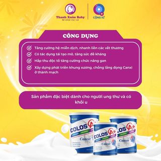 Sữa bột Colos A+ Cancer dinh dưỡng đặc biệt dành cho người ung thư và có khối u 900g - Thanh Xuân Baby