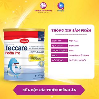 Sữa bột Teccare Pedia Pro cải thiện biếng ăn, tăng cân hiệu quả 800g - Thanh Xuân Baby