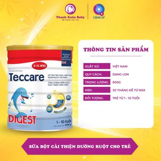 Sữa bột Teccare Digest sữa bò cải thiện đường ruột giúp trẻ ăn ngon 800g - Thanh Xuân Baby